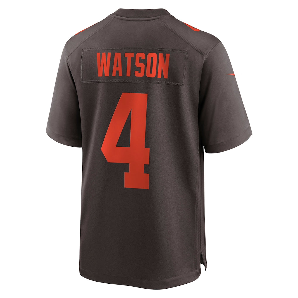 Pouc C.Browns #4 Deshaun Watson Brown Alternate Game Jersey