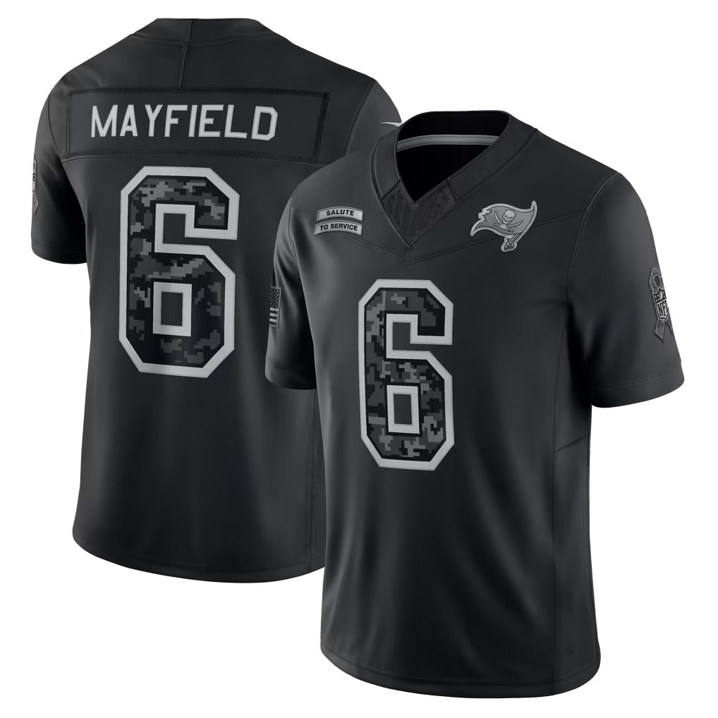 Pouc TB.Buccaneers #6 Baker Mayfield Player Black Limited 2026 Salute to Service Home Game Stitched Jerseys