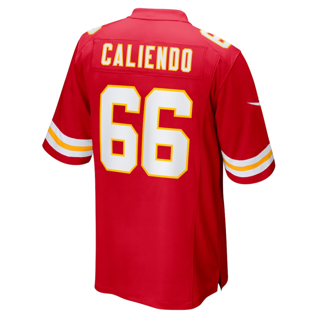 Pouc KC.Chiefs #66 Mike Caliendo Red Game Player Jersey