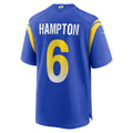 Pouc LA.Rams #6 Rob Nick Hampton Royal Team Game Jersey
