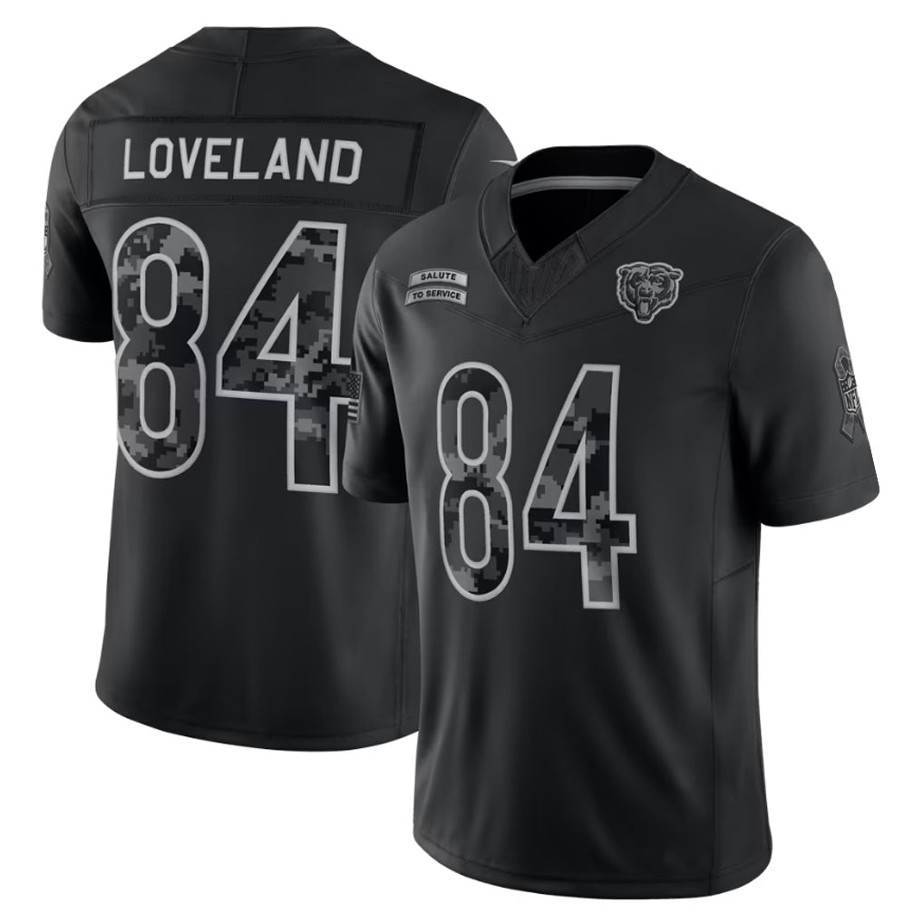 Pouc C.Bears #84 Colston Loveland Player Black Limited 2026 Salute to Service Home Game Stitched Jerseys