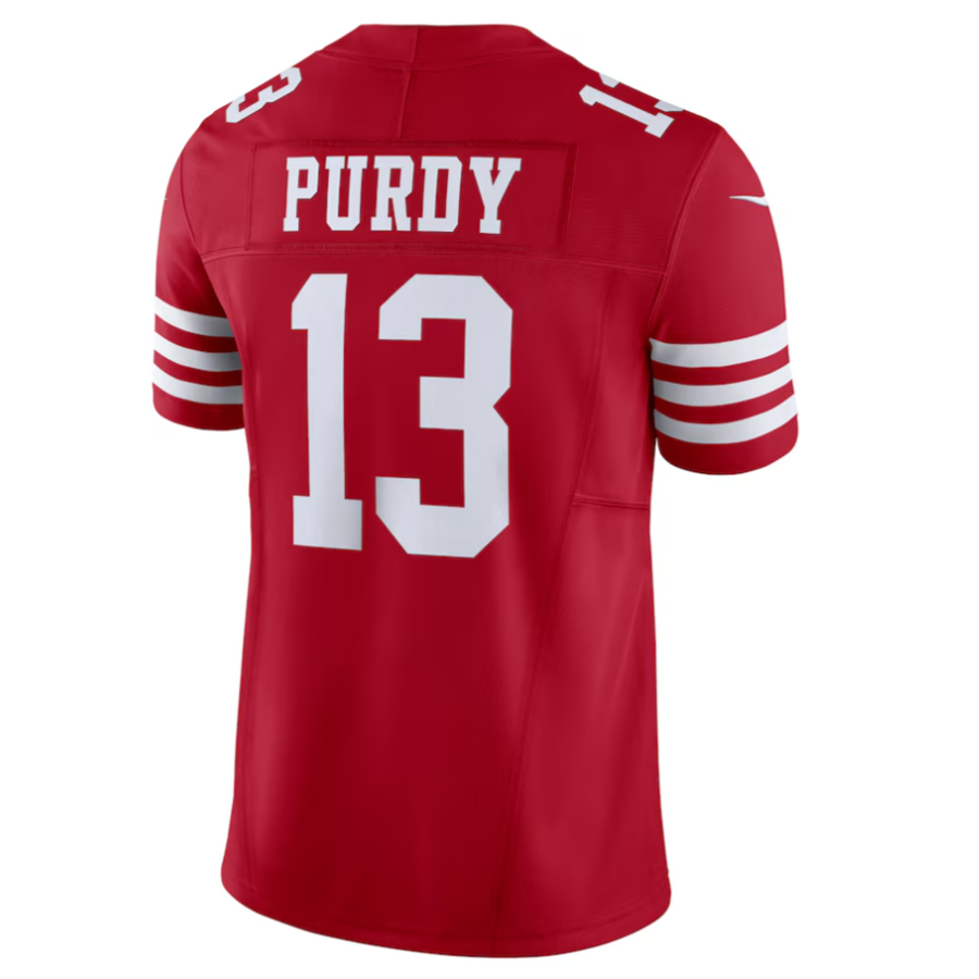 Pouc SF.49ers #13 Brock Purdy Player Scarlet Vapor F.U.S.E. Limited Stitched Jersey