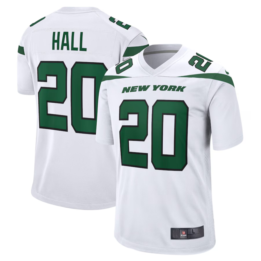Pouc #20 Breece Hall Player NY.Jets White Away Game Stitched Jerseys
