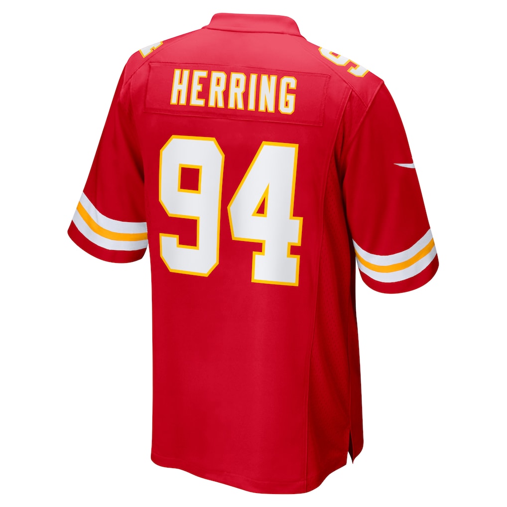 Pouc KC.Chiefs #94 Malik Herring Red Team Game Player Jersey