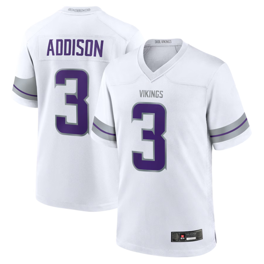 Pouc #3 Jordan Addison Player MN.Vikings White Alternate Game Stitched Jerseys