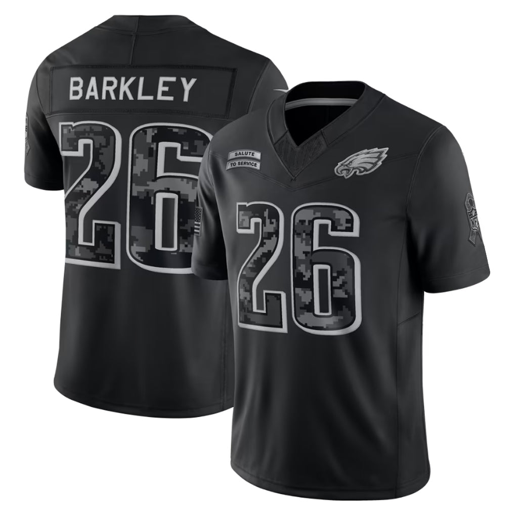 Pouc P.Eagles #26 Saquon Barkley Player Black Limited 2026 Salute to Service Home Game Stitched Jerseys