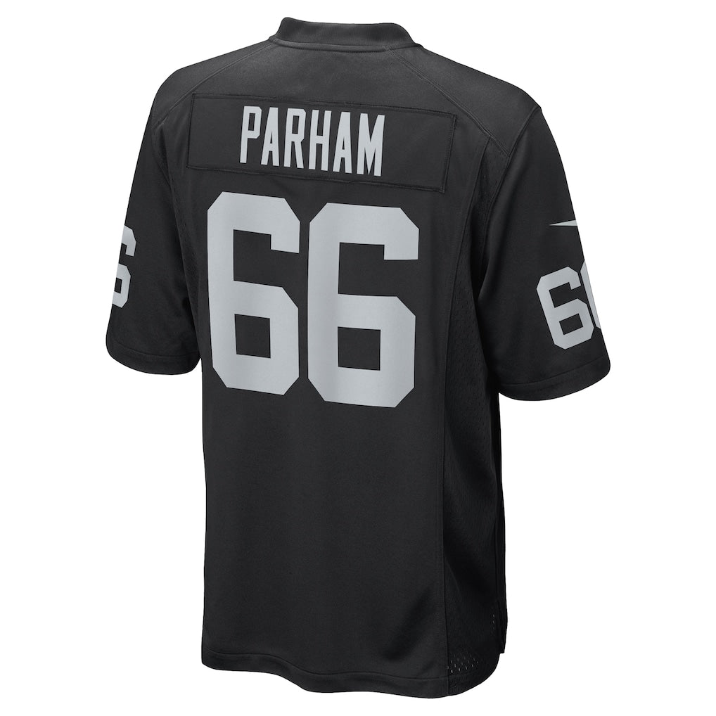 Pouc LV.Raiders #66 Dylan Parham Black Game Player Jersey