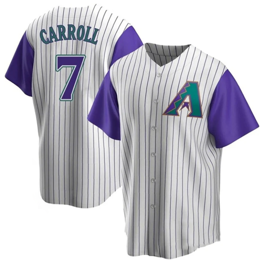 Pouc A.Diamondbacks #7 Corbin Carroll Player Cream Throwback Cooperstown Limited Personalized Stitched Jerseys