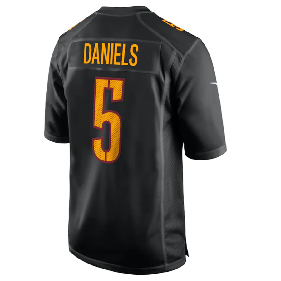 Pouc #5 Jayden Daniels Player W.Commanders Carbon Black Fashion Stitched Jersey