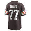Pouc C.Browns #77 Wyatt Teller Brown Game Jersey