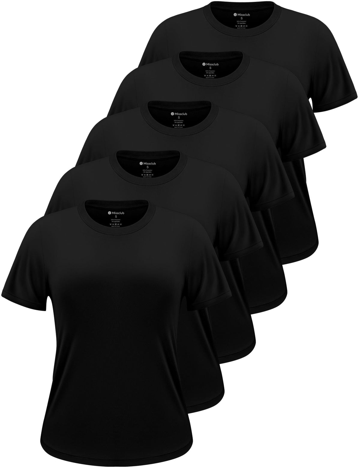 5 Pack Womens Shirts UPF 50+ Workout Tops Dry Fit Athletic Tee | Breathable Dry Fit Fabric, 4-way Stretch, Crew Neck Comfort, Short Sleeve, Versatile 5-pack for Athletic and Daily Wear