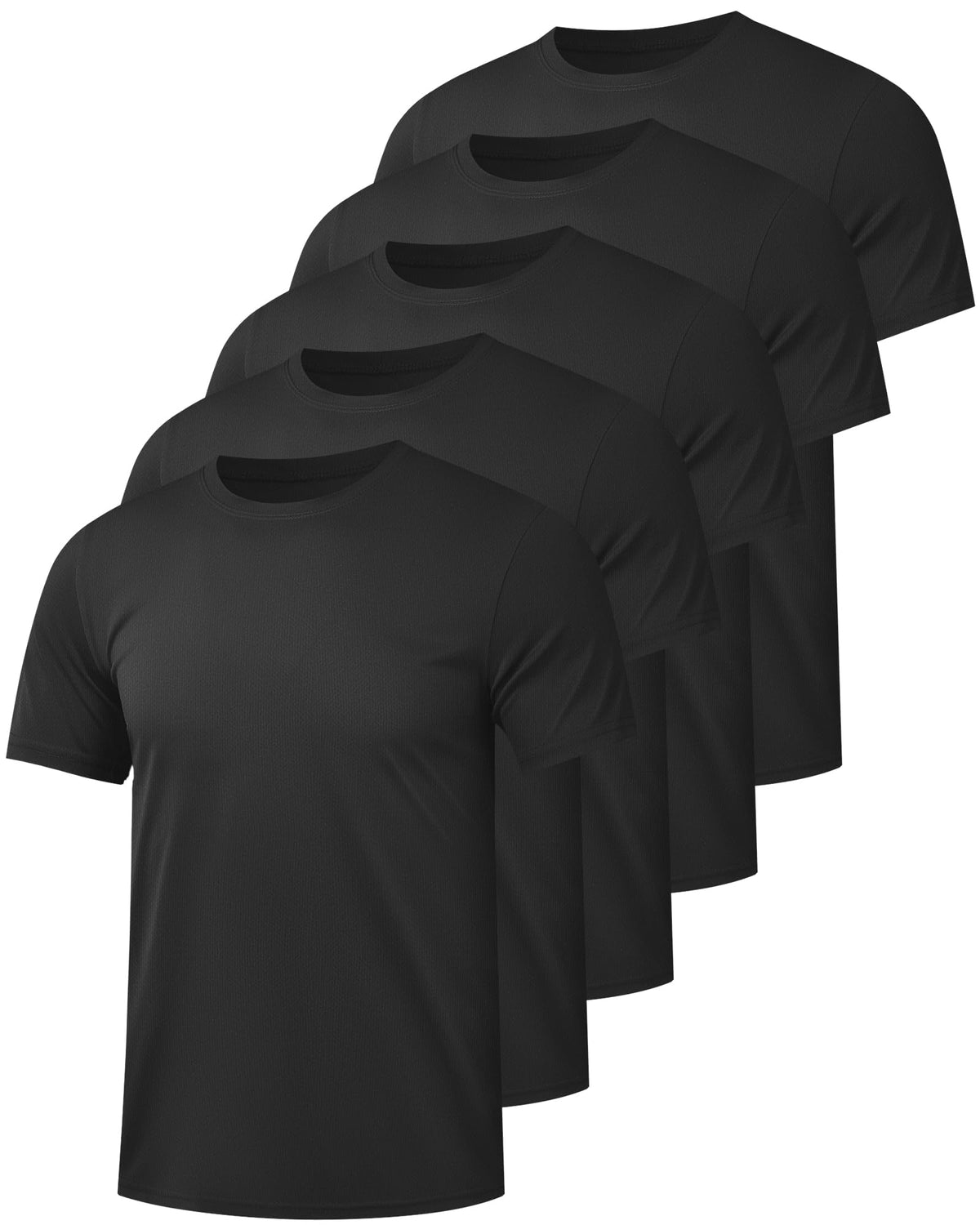 Kinglaman 1/5 Pack Men's Workout Gym Shirts Dry Fit Short Sleeve T-Shirts | Quick Dry Fabric, Breathable Mesh, Moisture Wicking, Athletic Regular Fit, for Training, Running, All Sports Activities