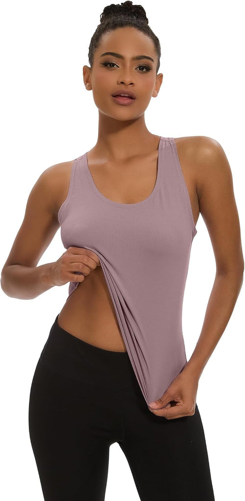 Dalavch 5 Pack Women's Workout Racerback Tank Tops No Built-in Bra | Fitted, Spandex, Yoga, Active, Exercise, Athletic, Running, Gym, Sports, Crop, Tops, for Women