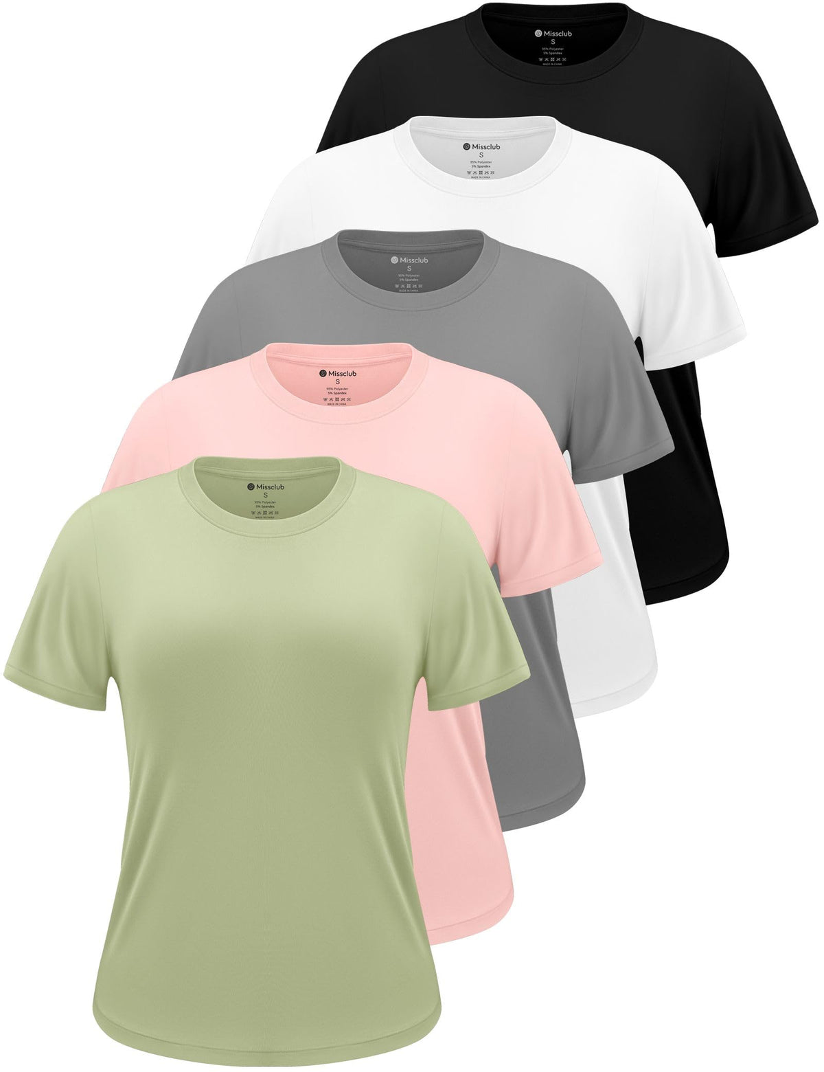 5 Pack Womens Shirts UPF 50+ Workout Tops Dry Fit Athletic Tee | Breathable Dry Fit Fabric, 4-way Stretch, Crew Neck Comfort, Short Sleeve, Versatile 5-pack for Athletic and Daily Wear