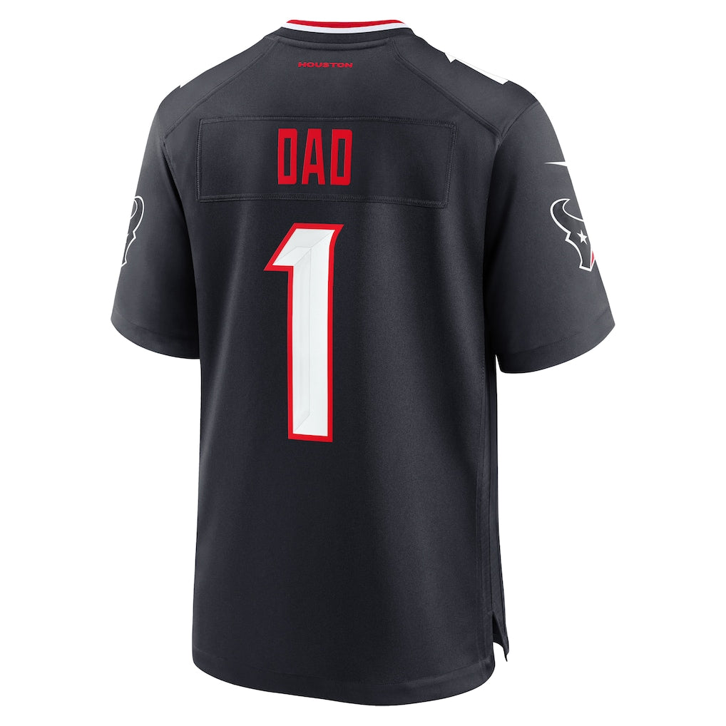 Pouc H.Texans #1 Dad Navy Game Jersey