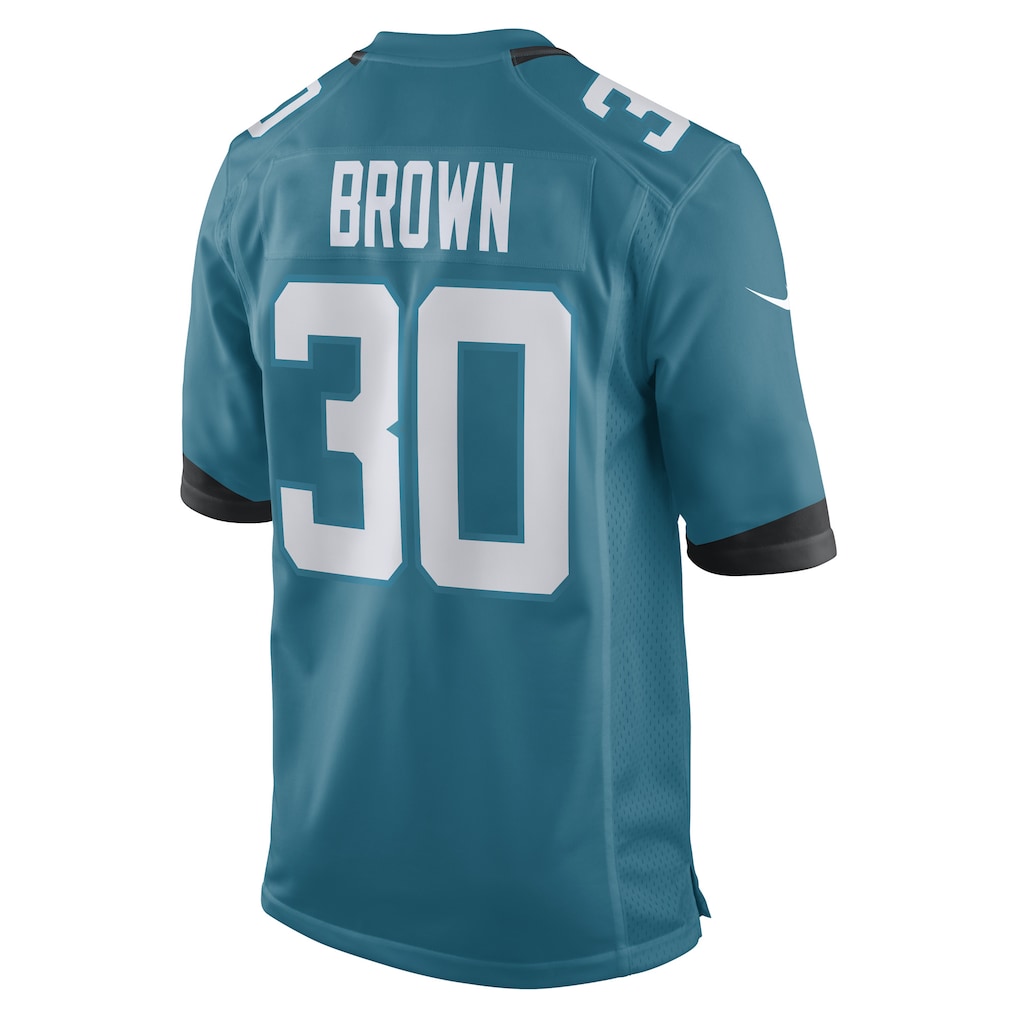 Pouc J.Jaguars #30 Montaric Brown Teal Game Player Jersey