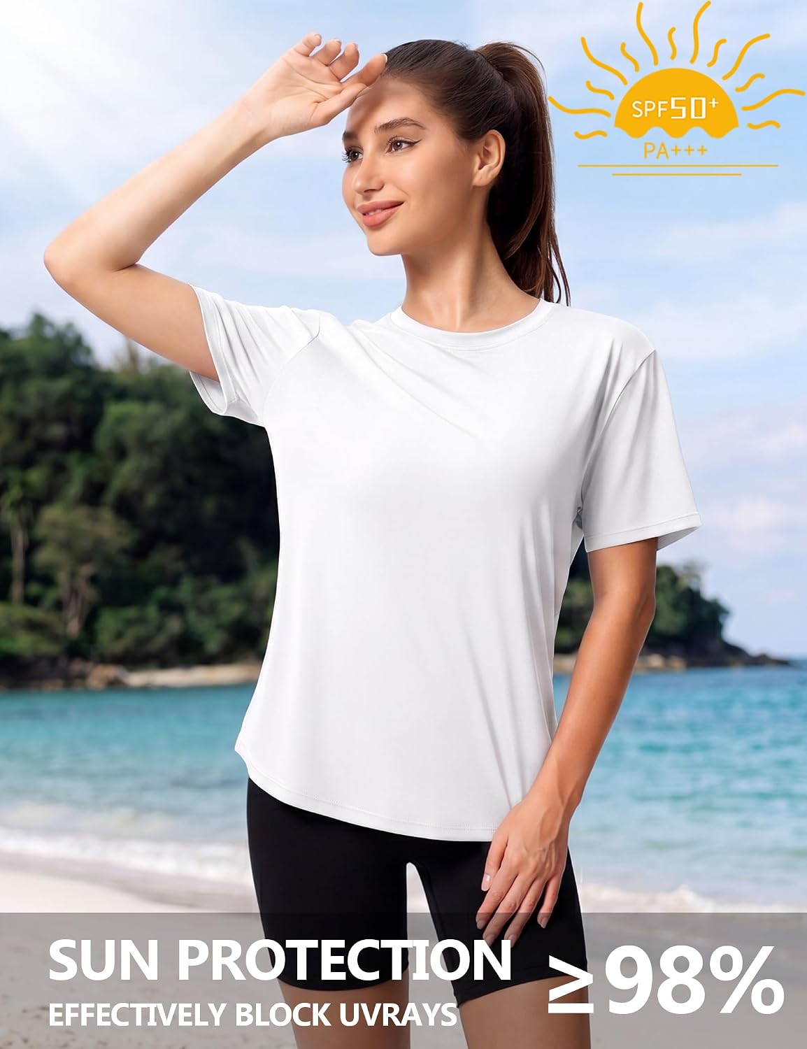 5 Pack Womens Shirts UPF 50+ Workout Tops Dry Fit Athletic Tee | Breathable Dry Fit Fabric, 4-way Stretch, Crew Neck Comfort, Short Sleeve, Versatile 5-pack for Athletic and Daily Wear