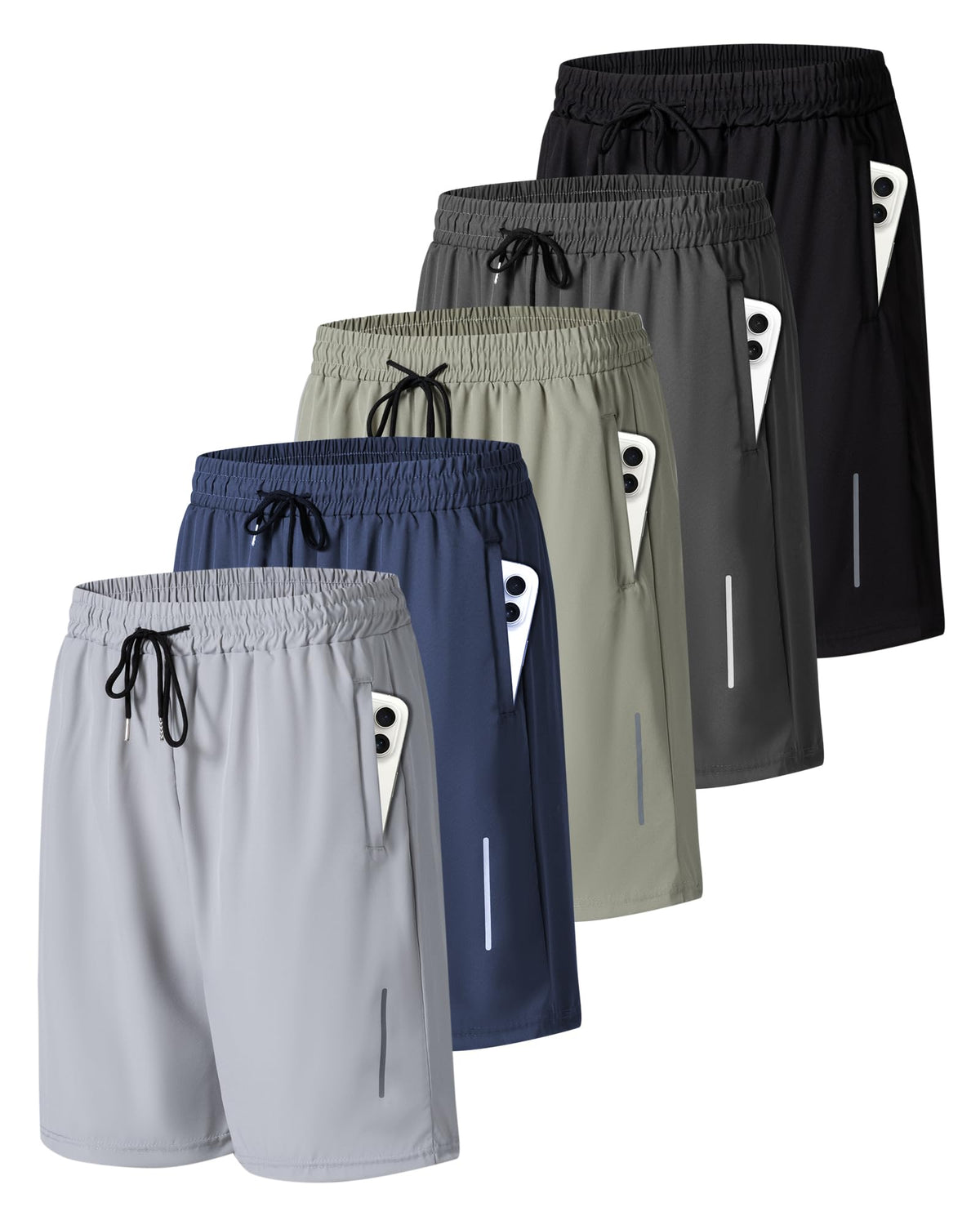 JWJ Mens Athletic Gym Workout Shorts Lightweight Quick Dry Running Basketball Shorts with Zipper Pockets