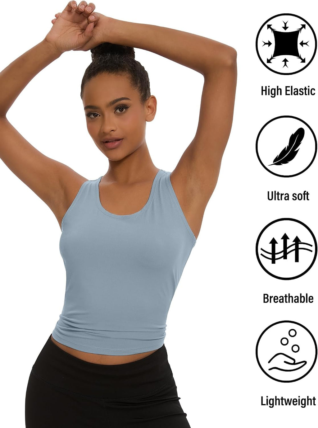 Dalavch 5 Pack Women's Workout Racerback Tank Tops No Built-in Bra | Fitted, Spandex, Yoga, Active, Exercise, Athletic, Running, Gym, Sports, Crop, Tops, for Women