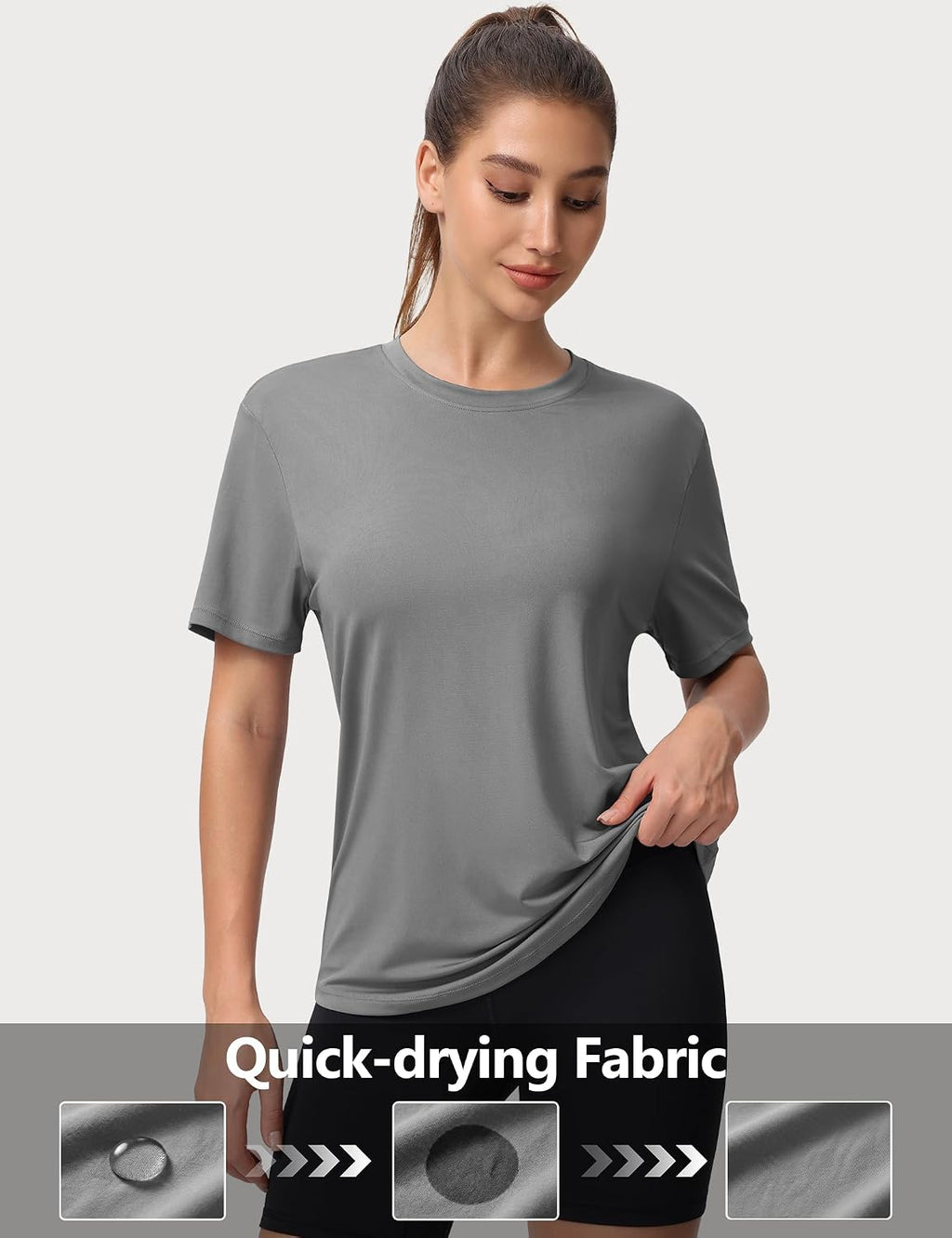 5 Pack Womens Shirts UPF 50+ Workout Tops Dry Fit Athletic Tee | Breathable Dry Fit Fabric, 4-way Stretch, Crew Neck Comfort, Short Sleeve, Versatile 5-pack for Athletic and Daily Wear