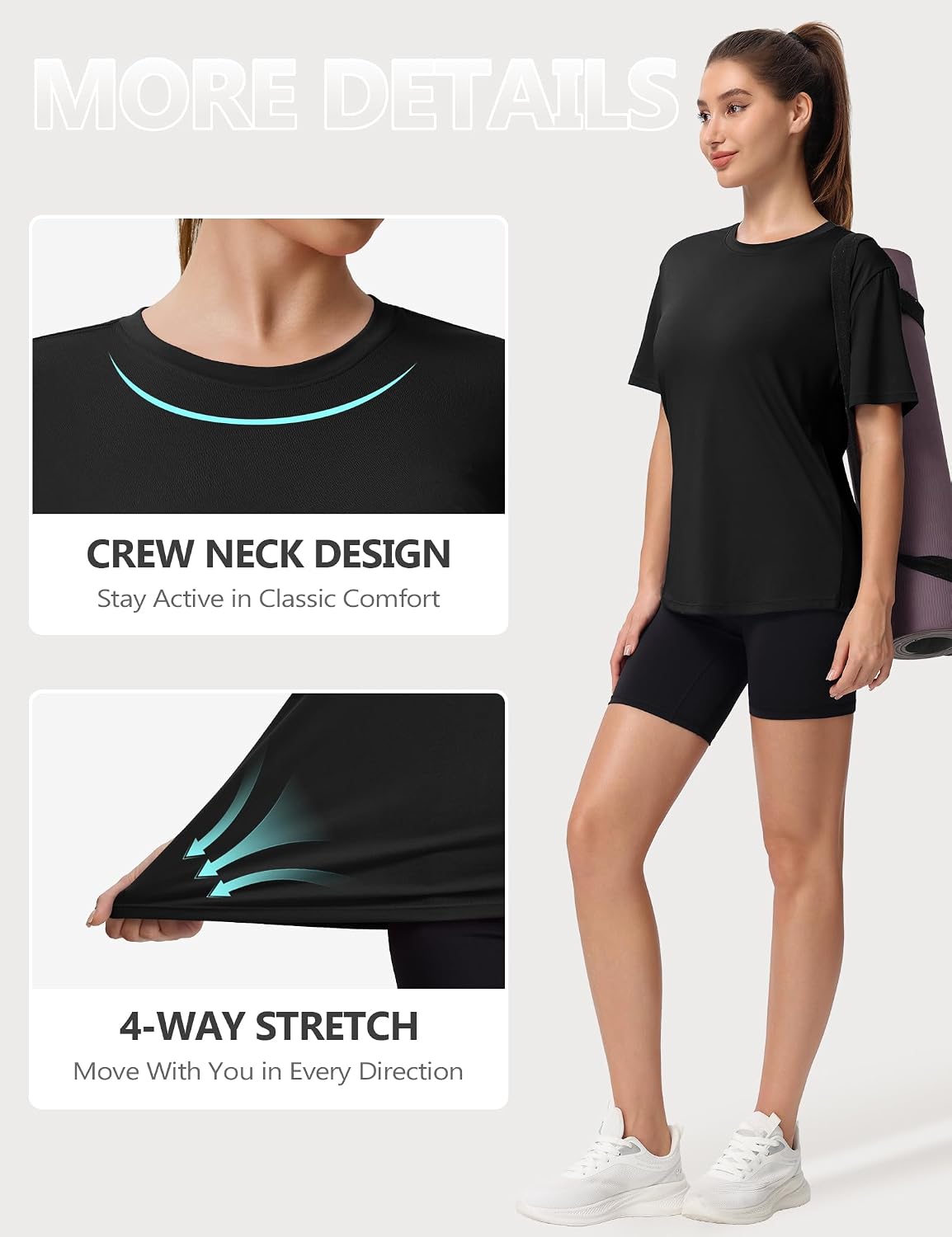 5 Pack Womens Shirts UPF 50+ Workout Tops Dry Fit Athletic Tee | Breathable Dry Fit Fabric, 4-way Stretch, Crew Neck Comfort, Short Sleeve, Versatile 5-pack for Athletic and Daily Wear