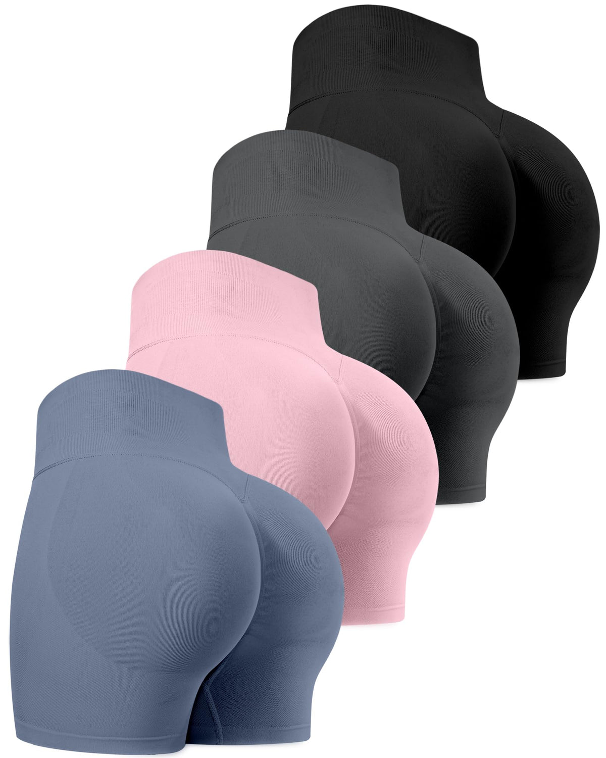 CHRLEISURE Workout Shorts for Women, High Waisted Butt Lifting Scrunch Sports Seamless Gym Shorts Set