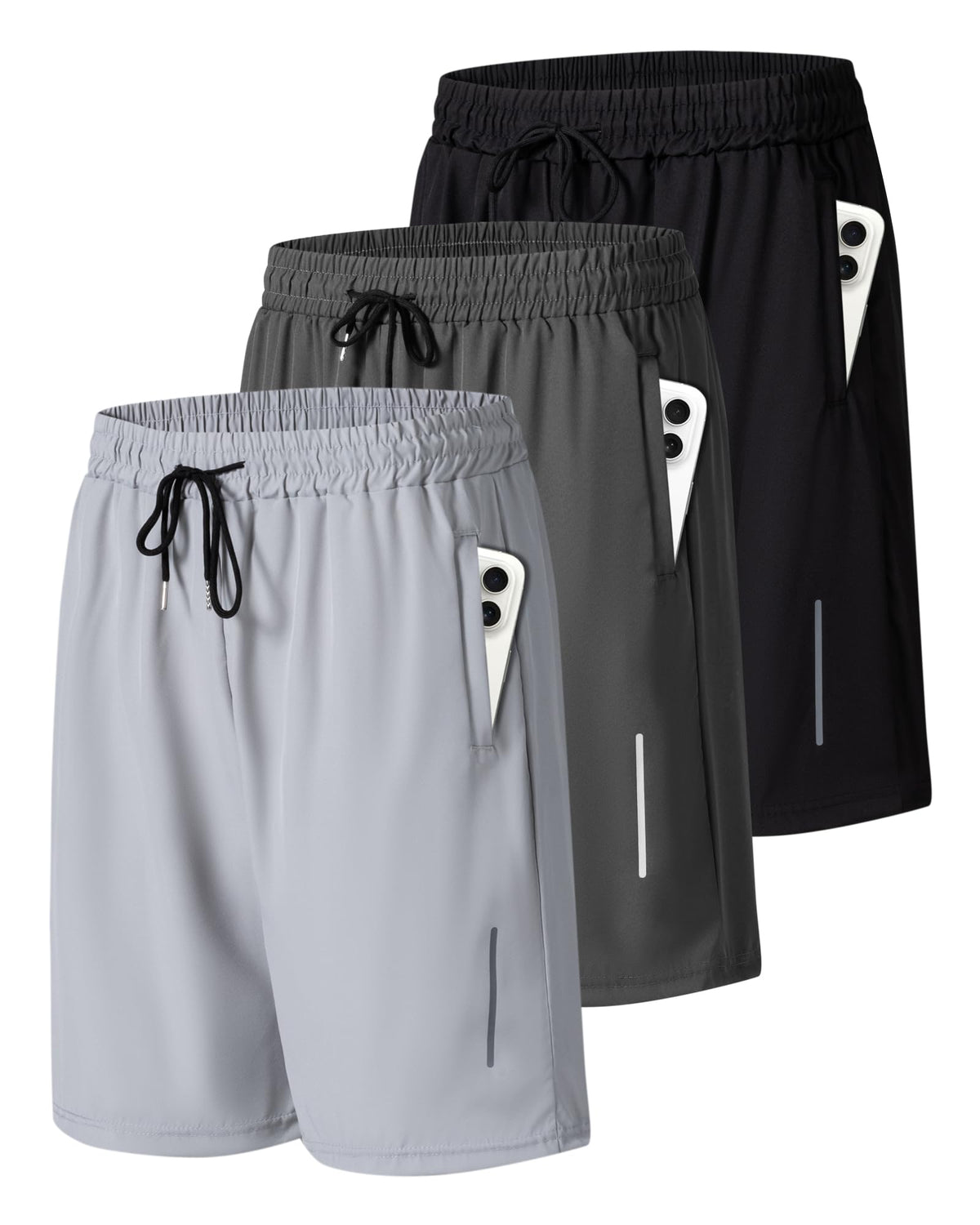 JWJ Mens Athletic Gym Workout Shorts Lightweight Quick Dry Running Basketball Shorts with Zipper Pockets