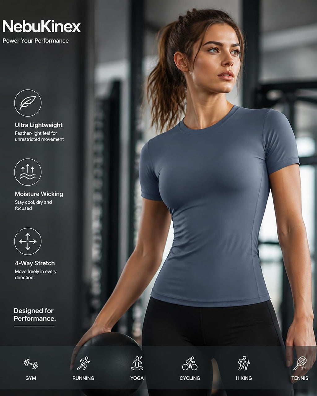 5-Pack Women's Compression Shirts Short Sleeve Workout Gym Tops | Moisture Wicking, Quick Dry, Breathable, Stretchy, Tight Fit, Muscle Support, Athletic Baselayer, for Yoga, Running, Fitness