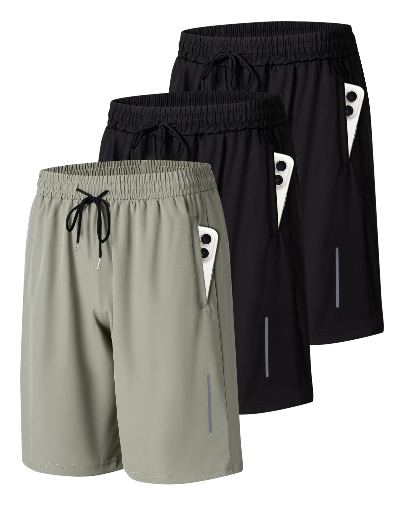 JWJ Mens Athletic Gym Workout Shorts Lightweight Quick Dry Running Basketball Shorts with Zipper Pockets