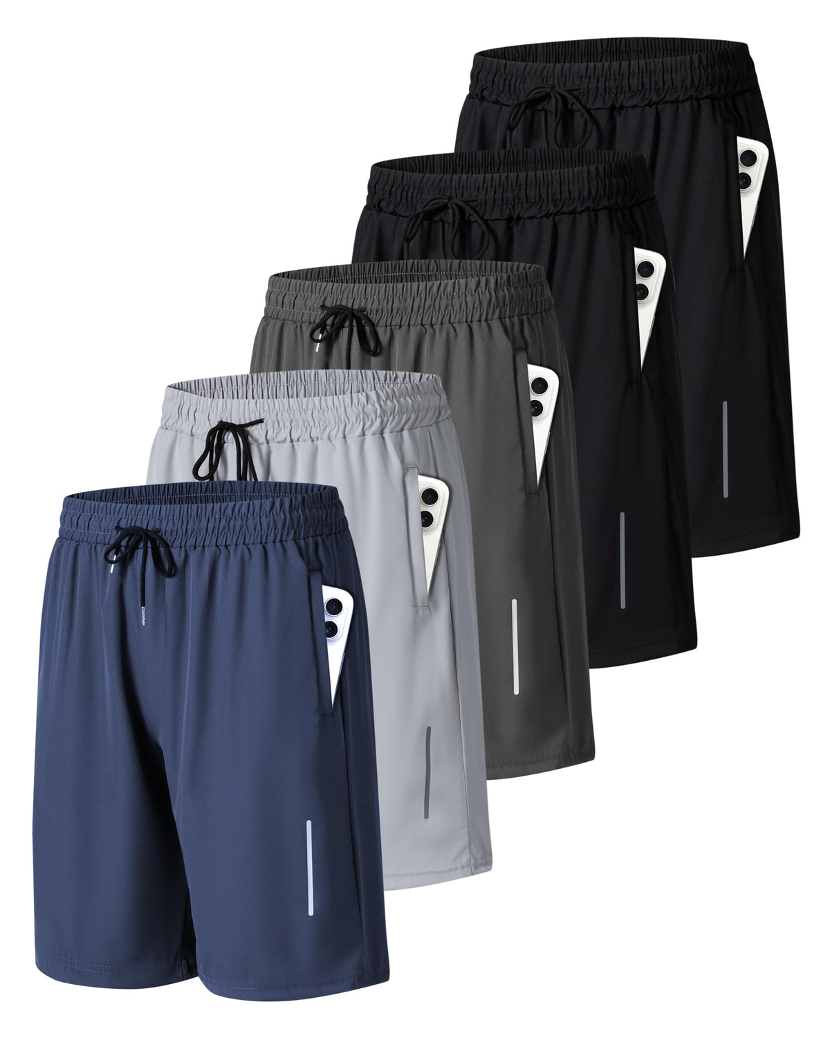 JWJ Mens Athletic Gym Workout Shorts Lightweight Quick Dry Running Basketball Shorts with Zipper Pockets