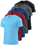 Kinglaman 1/5 Pack Men's Workout Gym Shirts Dry Fit Short Sleeve T-Shirts | Quick Dry Fabric, Breathable Mesh, Moisture Wicking, Athletic Regular Fit, for Training, Running, All Sports Activities