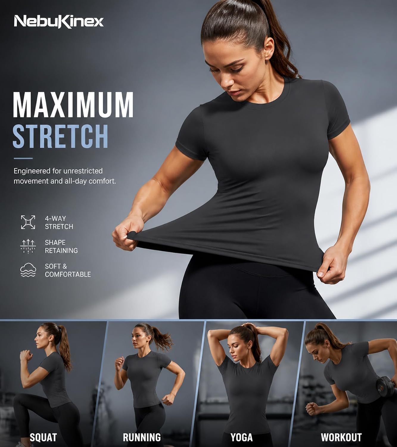5-Pack Women's Compression Shirts Short Sleeve Workout Gym Tops | Moisture Wicking, Quick Dry, Breathable, Stretchy, Tight Fit, Muscle Support, Athletic Baselayer, for Yoga, Running, Fitness