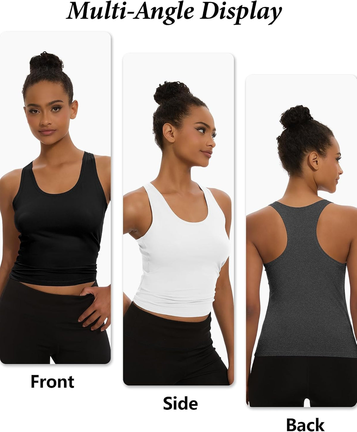 Dalavch 5 Pack Women's Workout Racerback Tank Tops No Built-in Bra | Fitted, Spandex, Yoga, Active, Exercise, Athletic, Running, Gym, Sports, Crop, Tops, for Women