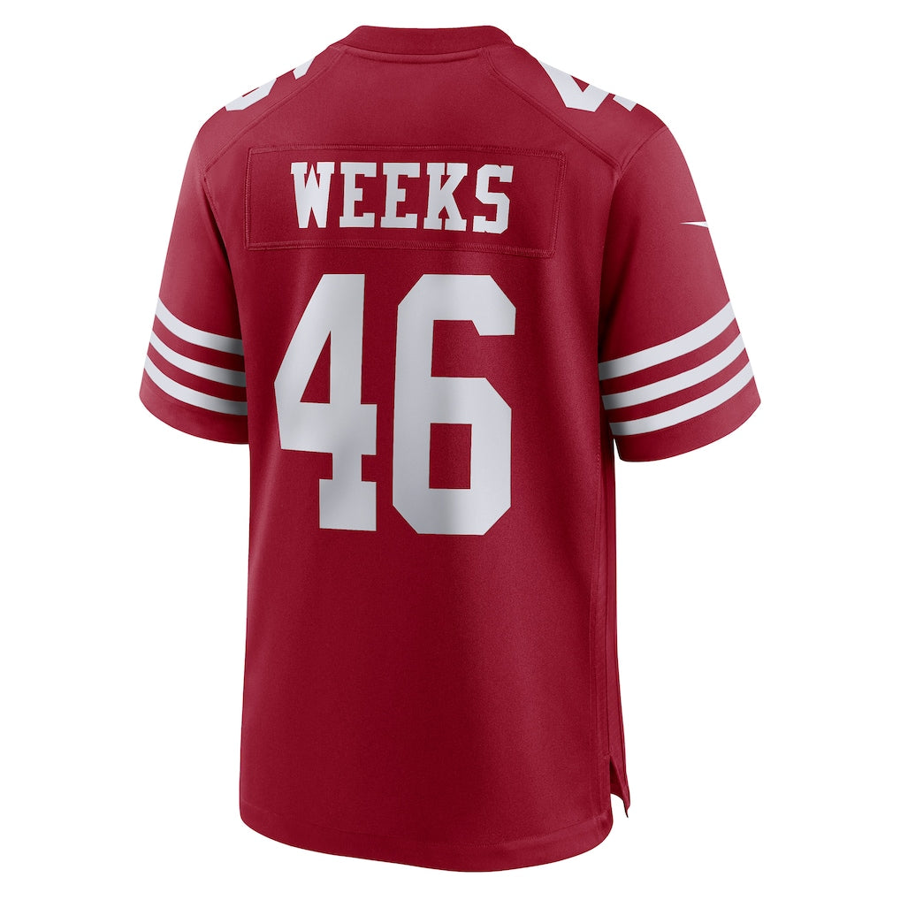 Pouc SF.49ers #46 Jon Weeks Scarlet Team Game Jersey
