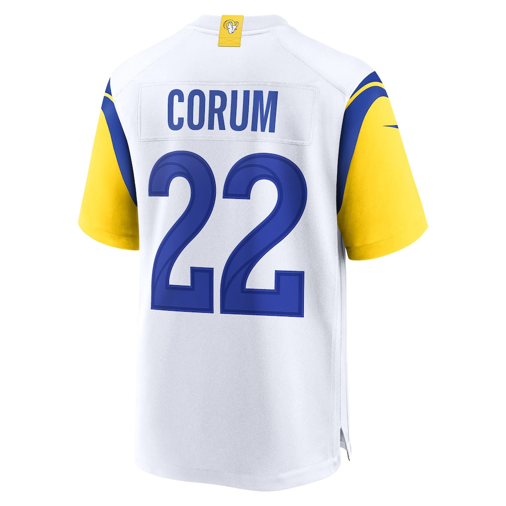 Pouc LA.Rams #22 Blake Corum White Game Jersey