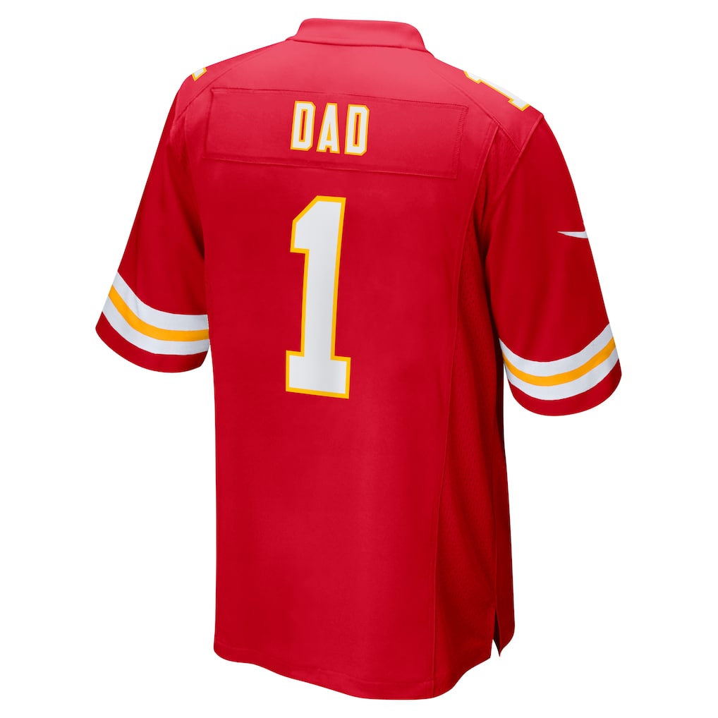 Pouc KC.Chiefs #1 Dad Red Game Jersey