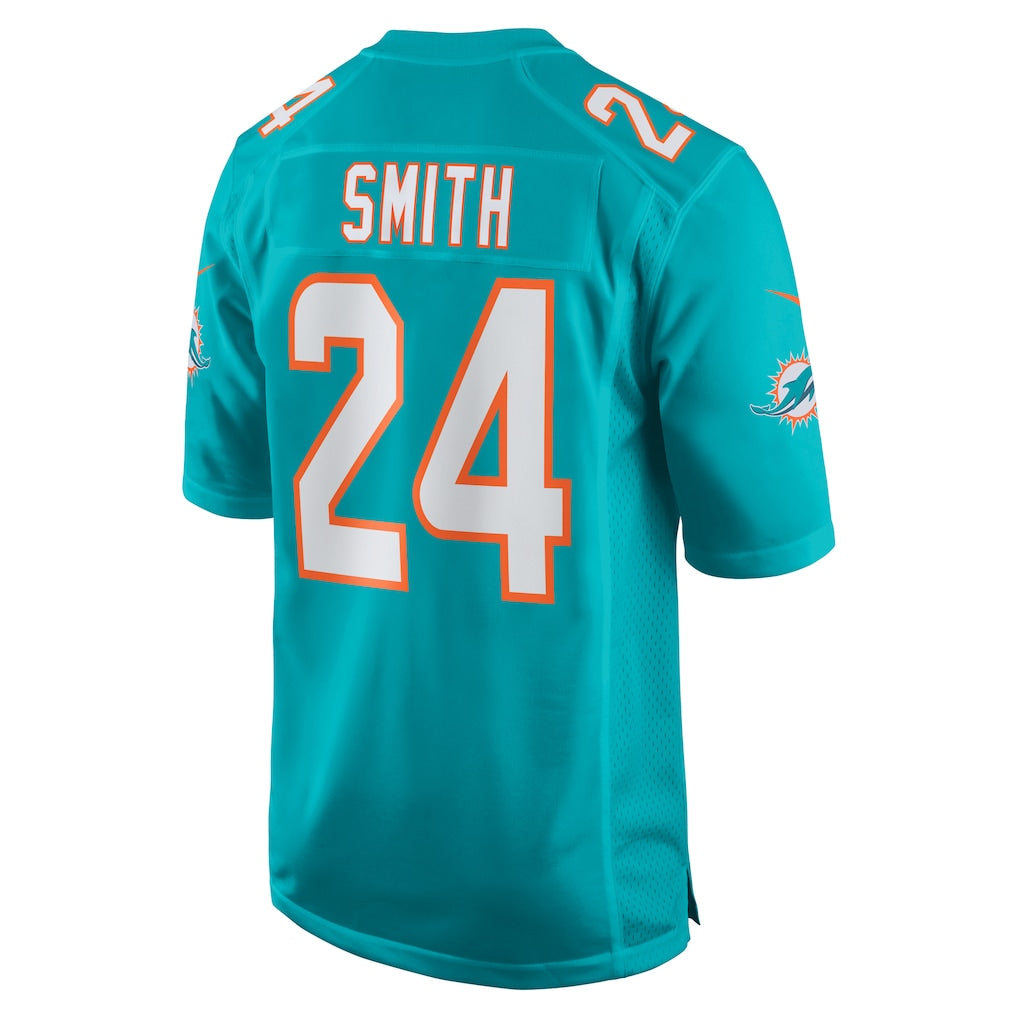 Pouc M.Dolphins #24 Cam Smith Aqua Game Jersey