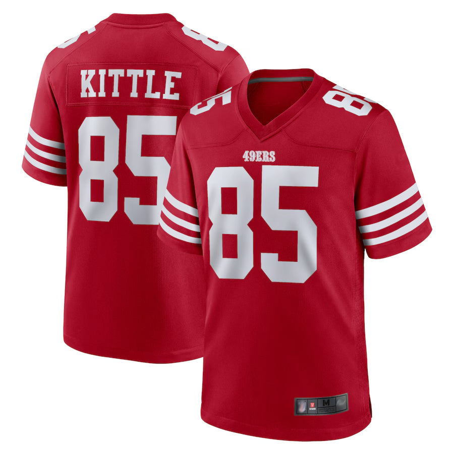 Pouc SF.49ers #85 George Kittle Player Scarlet Player Game Stitched Jerseys