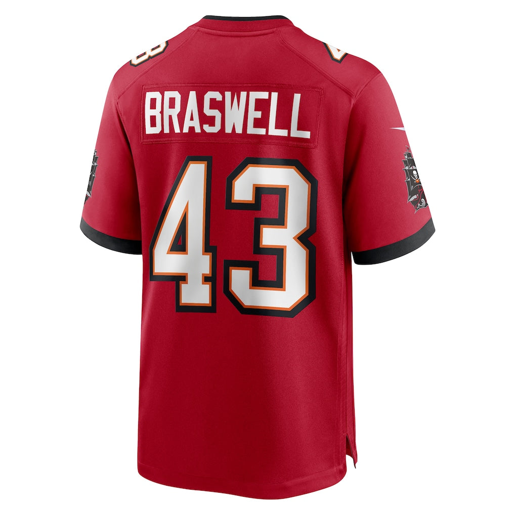 Pouc TB.Buccaneers #43 Chris Braswell Red Game Jersey