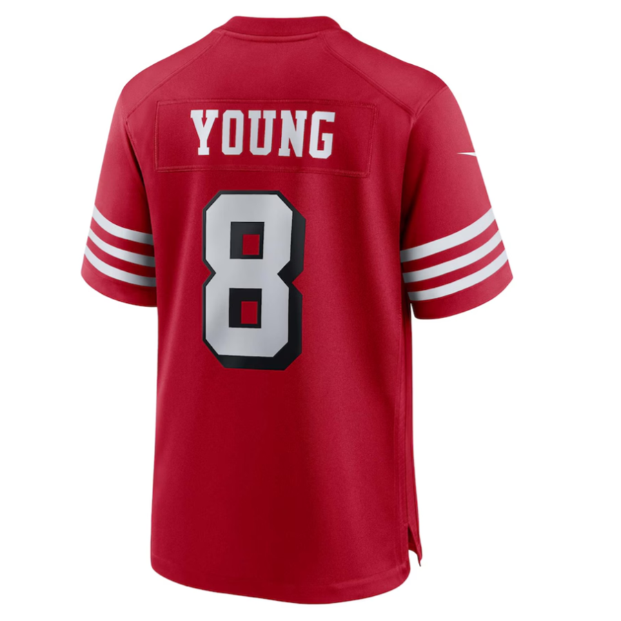 Pouc #8 Steve Young Player SF.49ers Scarlet Alternate Game Stitched Jersey
