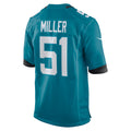 Pouc J.Jaguars #51 Ventrell Miller Teal Game Jersey