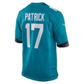 Pouc J.Jaguars #17 Tim Patrick Teal Team Game Jersey