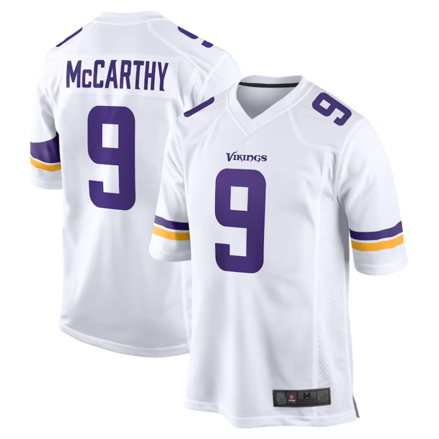 Pouc #9 J.J. McCarthy Player MN.Vikings White Game Stitched Jerseys
