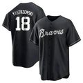 Pouc A.Braves #18 Mike Yastrzemski player Black&White Replica Stitched Jerseys