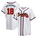 Pouc A.Braves #18 Mike Yastrzemski player Gold Replica White Program Stitched Jerseys