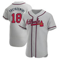 Pouc A.Braves #18 Mike Yastrzemski player Gray Authentic Road Stitched Jerseys
