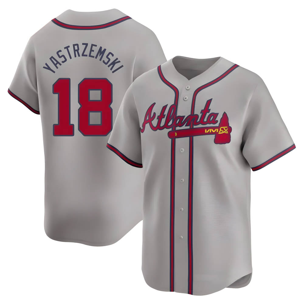 Pouc A.Braves #18 Mike Yastrzemski player Gray Limited Away Stitched Jerseys