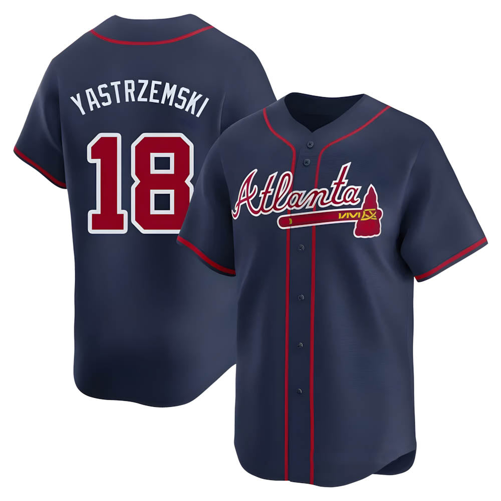 Pouc A.Braves #18 Mike Yastrzemski player Navy Limited Alternate Stitched Jerseys