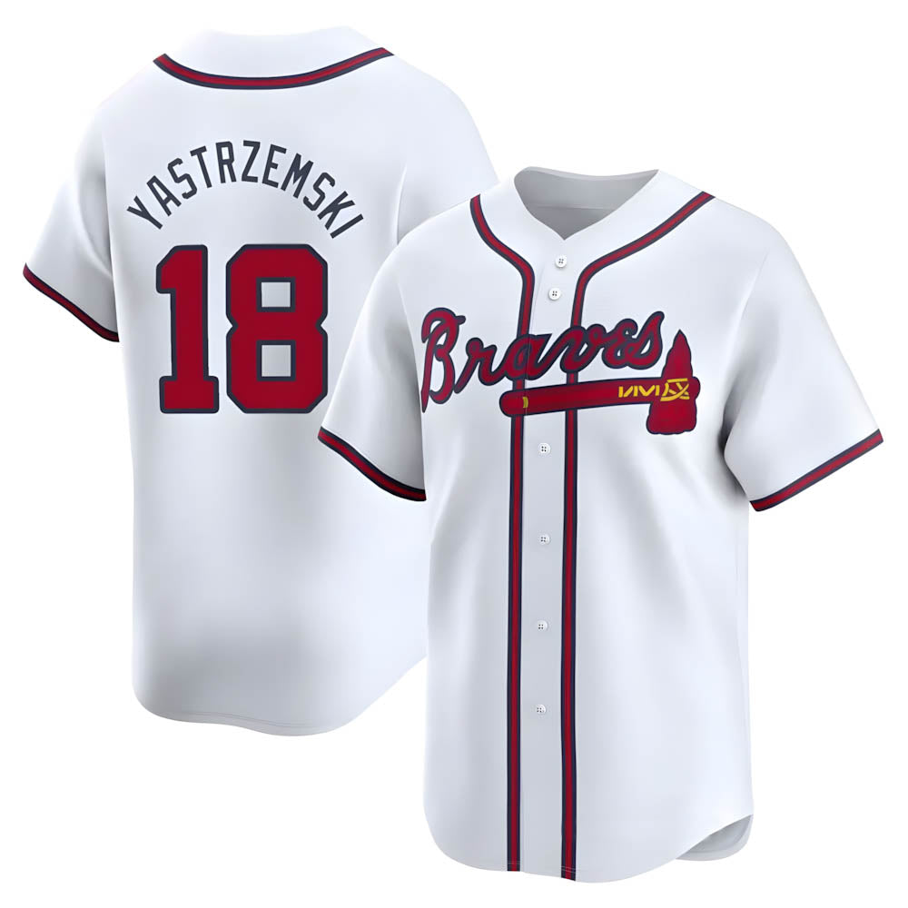 Pouc A.Braves #18 Mike Yastrzemski player White Limited Home Stitched Jerseys