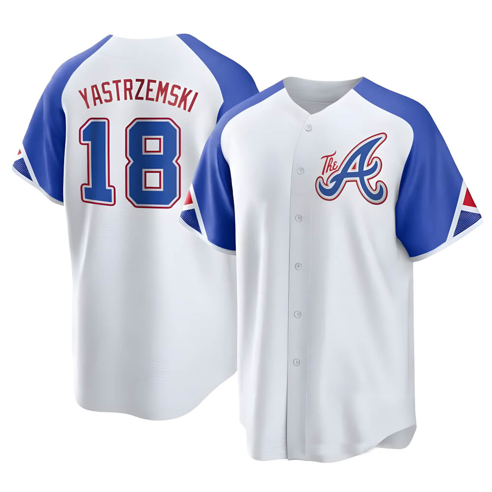 Pouc A.Braves #18 Mike Yastrzemski player White Replica City Connect Stitched Jerseys